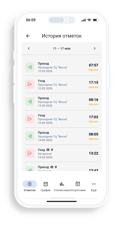 Для сотрудника BioTime Mobil